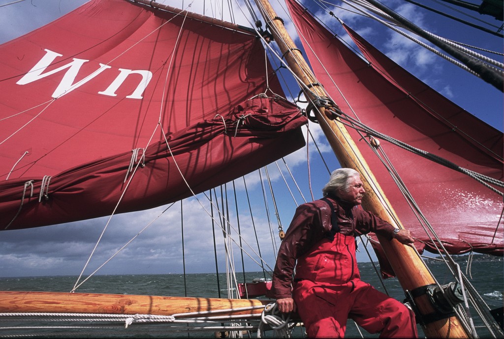 Tom Cunliffe in hard weather aboard his pilot cutter